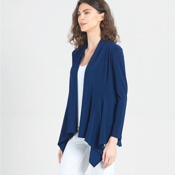 Clara SunWoo Drape Tunic Cardigan - Navy Sz M - Picture 1 of 8